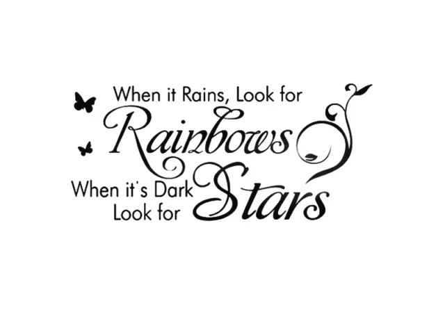 When it rains look for rainbows Wall Quotes Wall Stickers 58cm x 25cm UK  82