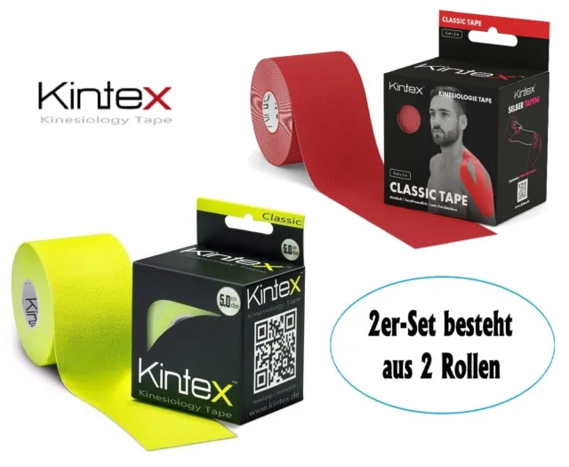 KINTEX👍🏻 Kinesiologie CLASSIC Tape SET: 2x5,00 m rot+gelb bei wellness.fit