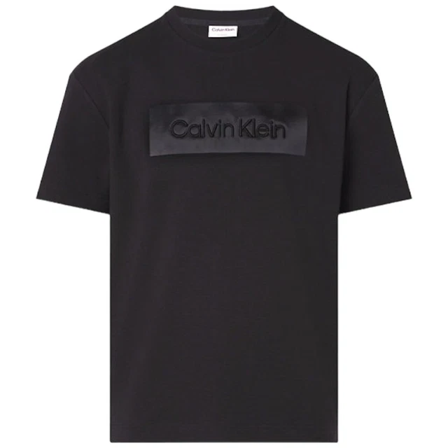 Calvin Klein t-shirt nera articolo K10K110798 logo CK ricamato in rasatello