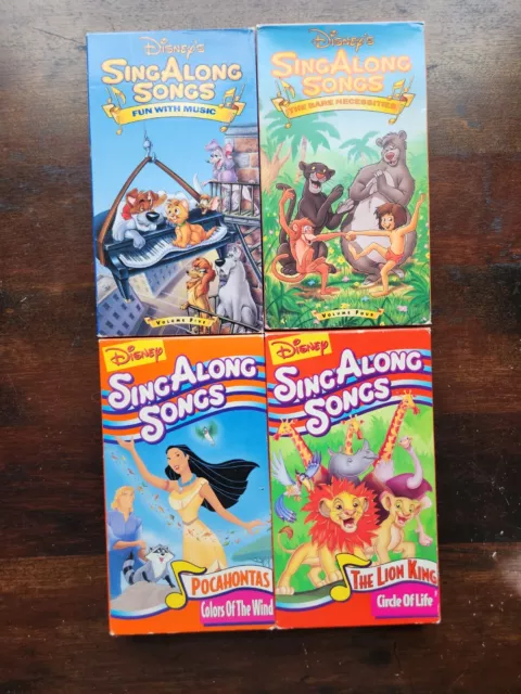 DISNEY SING ALONG Songs VHS lot of 4 tapes SNOW WHITE You can fly BE ...