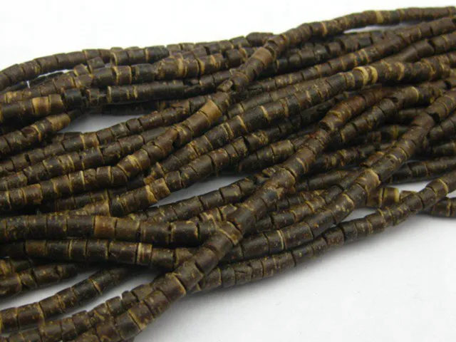 5 Strands of 22" Natural Dark Coconut Heishi Beads 4mm