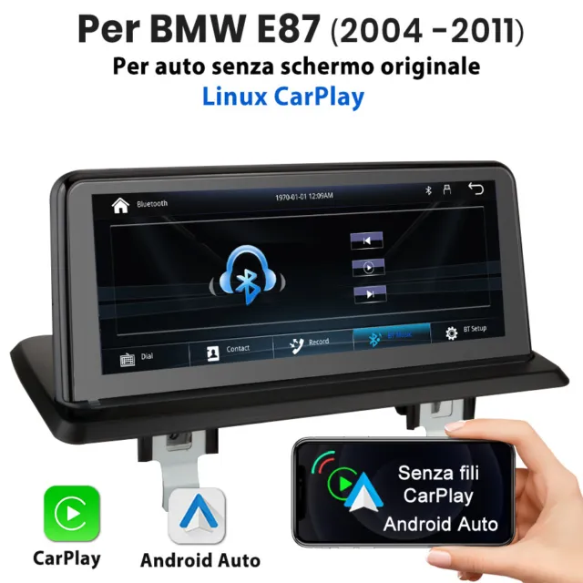 Linux CarPlay autoradio Per BMW E81 E82 E87 E88 2006-2012 Android auto BT Nero