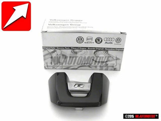 Original VW Steering Wheel R Badge Emblem Aluminium Black - 5K0419685N POP