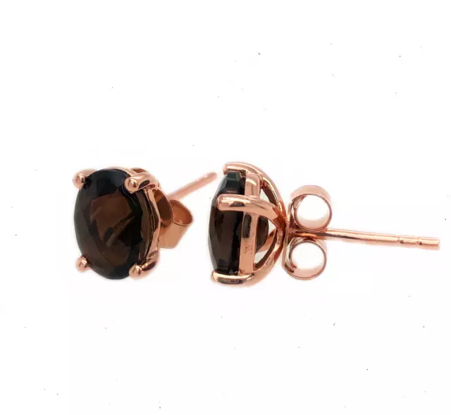 LeVian 925 Sterling Silver Rose Gold Plated Smoky Quartz 2 cts Earrings 2