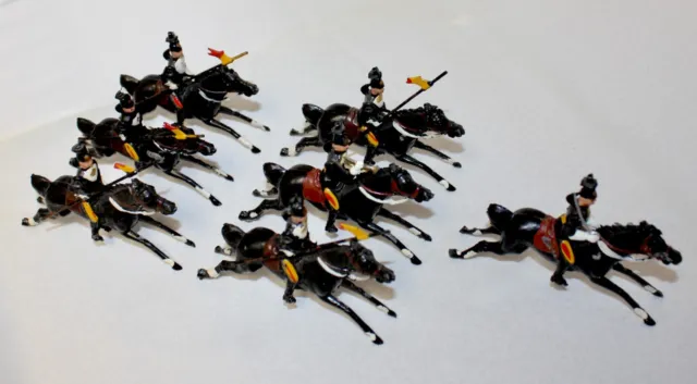 Cherilea Toy Lead Soldiers Dragoon Guards Mounted at Gallop wOfficer Bugler 1947