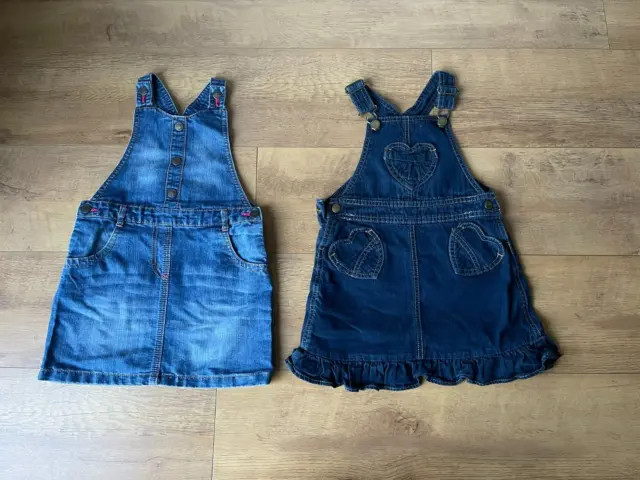 GIRLS DENIM DUNGAREE DRESS Bundle Blue 4-5 Years x 2