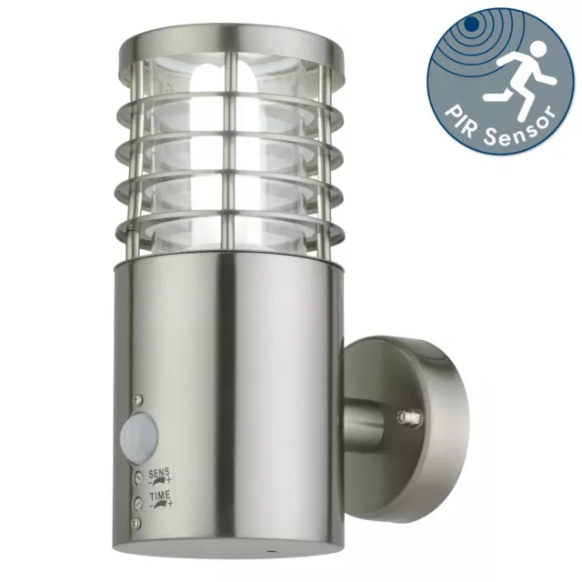 Modern Stainless Steel Outdoor Wall Light IP44 PIR Motion Sensor