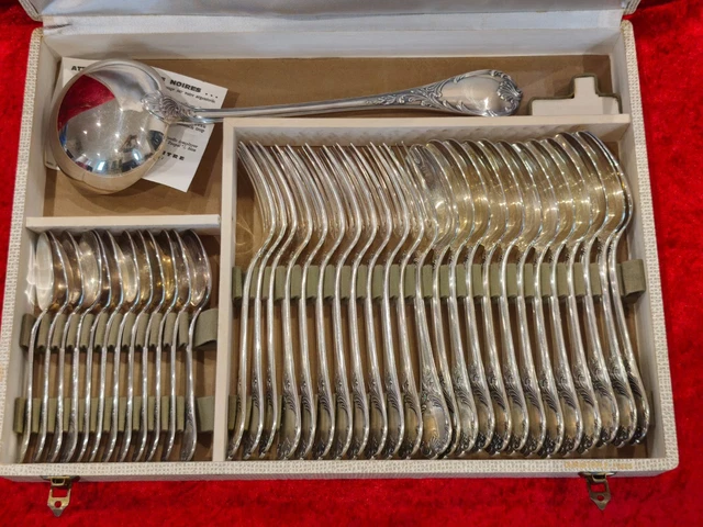Ménagère Christofle 37 Pièces En Métal Argenté, Modèle Boréal Art Déco (1920-1949)