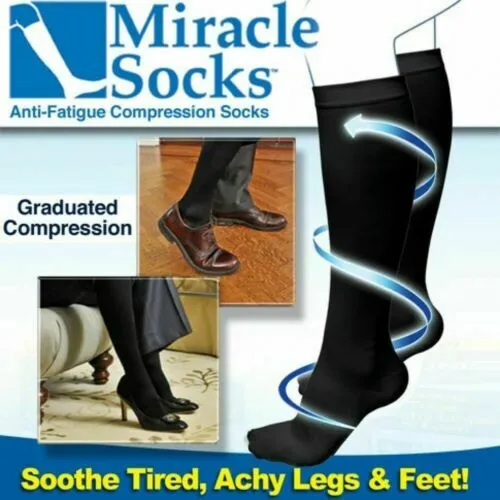 2 pair Men & Women Anti Fatigue Miracle Socks Firm Compression Energy