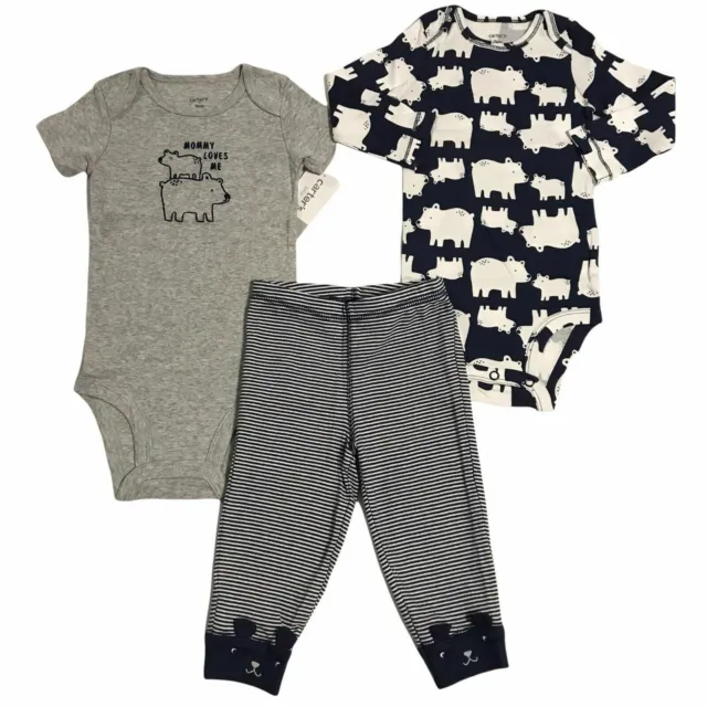 Carters Baby Infant Boys Pants Set 3pc Outfit Size Newborn- 18 Month Blue Gray