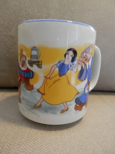 Disney Snow White & Seven Dwarfs Cup Mug, Blue Rim, Disneyland, Disney World