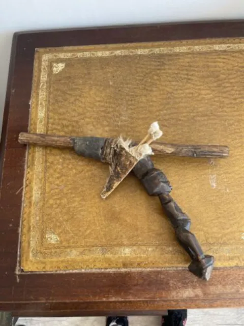 Antique African blow dart wooden carved