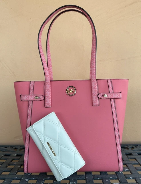 Michael Kors Carmen Large North South Tote Shoulder Bag Mk Tea Rose Multi