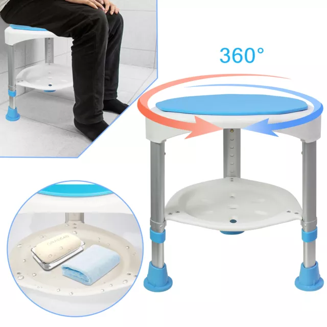 Taburete de ducha giratorio 360° taburete de altura ajustable taburete de baño silla de ducha 200 kg taburete de baño