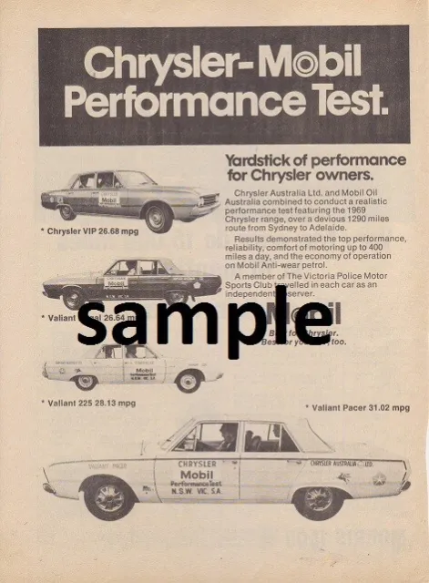 1969 Vf Valiant Chrysler A3 Performance Sales Advert Poster Brochure Mopar Hemi