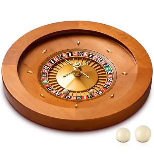 20 Inches Wooden Roulette Wheel with 4 Roulette Balls Casino Grade Precision