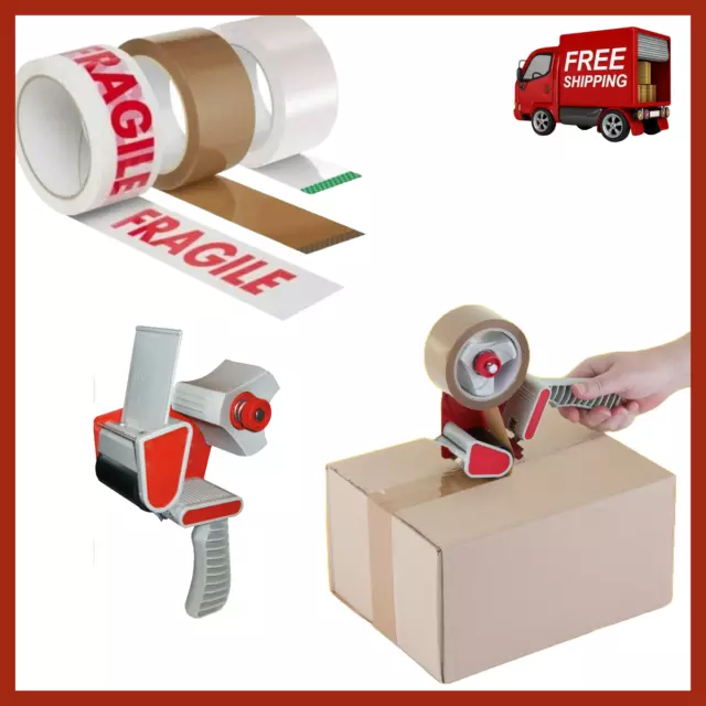 Packaging Tape Dispenser Gun + 6 Rolls -Heavy duty Box Packing Sealing Gun