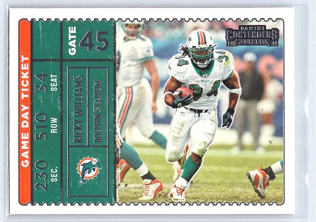 2022 Panini Contenders Game Day Ticket GDT-RWI Ricky Williams Miami Dolphins