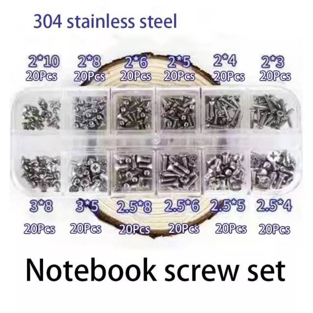 Stainless Steel Flat Head Machine Screw for Laptop Notebook Computer Kit Set Box