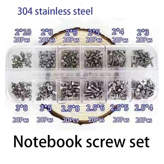 Stainless Steel Flat Head Machine Screw for Laptop Notebook Computer Kit Set Box