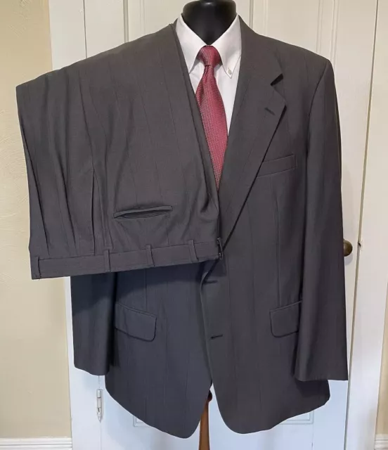 Burberrys' Men’s Suit 42R Jacket /36 x 29 Pant Gray Stripe 100% Wool