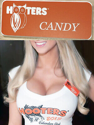~NEW LOGO~ HOOTERS NAME TAG Collectible Halloween Costume Pin Badge Tag CANDY