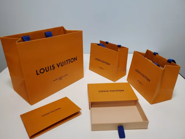 LOUIS VUITTON 15.6 X 13.25 X 6.25 Large Authentic Gift Shopping Paper Bag  Orange