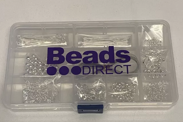 Beads Direct Craft Jewellery Making Findings Starter Kit Silver Plated In Box