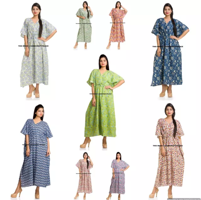 5PC Largo Indio Estampado de Flores Caftán Noche Vestido Premamá Ropa de Playa