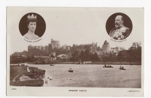 Berkshire, Windsor Castle, King & Queen 1907 RP Postcard, A521