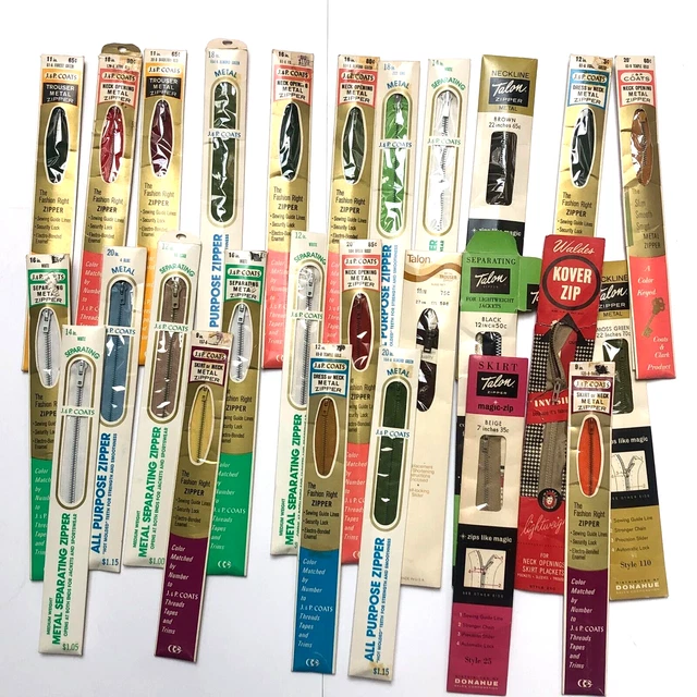 Vintage Zippers Lot 27 Variety of Lengths & Colors Coats Talon Metal & Nylon NOS