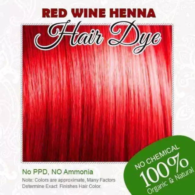 Tinte para el cabello con henna de vino tinto: henna 100% orgánica y libre...