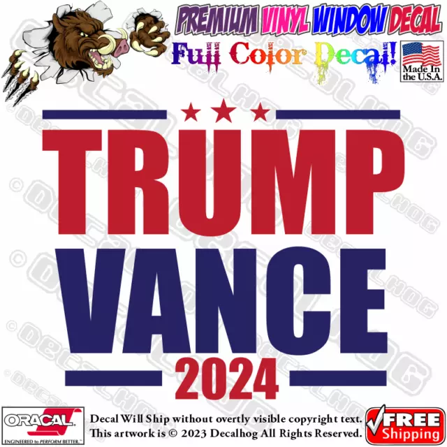 DONALD J TRUMP JD Vance 2024 Full Color Car Truck Window Vinyl Decal