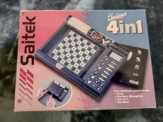 Vintage 1999 Saitek Electronic 4 in 1 Game Chess Checkers Line of4 Top Mind