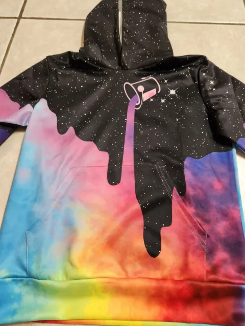 Rainbow Paint Spilled galaxy Hoodie youth small