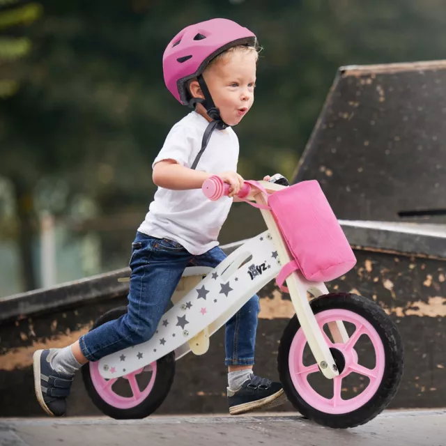 Mini-draisienne pour enfants vélo d'apprentissage en bois rose tricycle 2 ans +