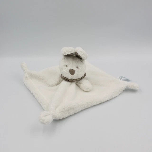 Doudou plat lapin blanc bandanas gris KIABI SIMBA TOYS - 18687