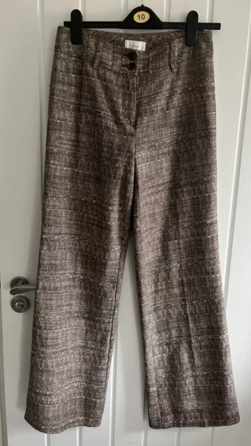 NEXT Ladies Linen Blend Textured Flared Trousers Size 10