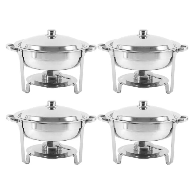 Round Stainless Steel Dining Stove 4 Pieces - Silver Buffet Stove Hotel Holding