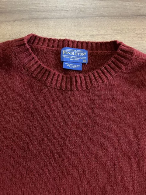PENDLETON 100% SHETLAND Wool Maroon Red Crewneck Sweater Size XXL RN ...