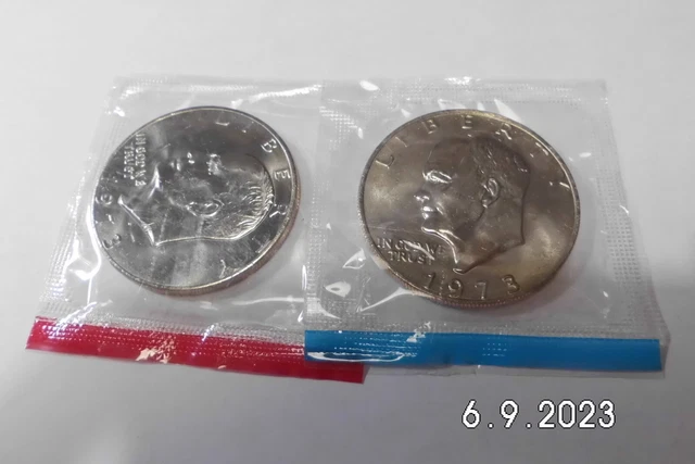1973 P&D Eisenhower Dollars - Uncirculated - In Mint Cello