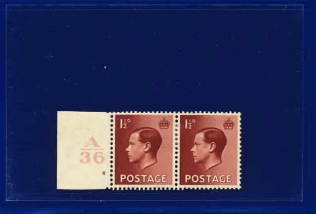 1936 SG459 1½d Red-Brown P3 Ctrl A36 Cyl. No.4 No dot Perf 5(E/I) MMH pmed