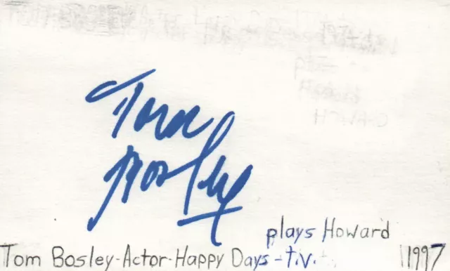 Tom Bosley Actor Happy Days TV Movie Autographed Signed Index Card