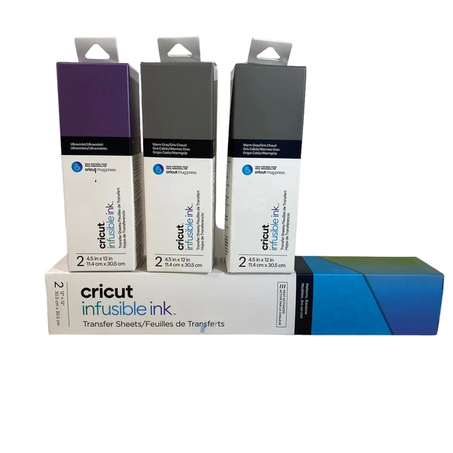 Lote Mixto de Hojas de Transferencia de Tinta Infusible CRICUT Gris Arco Iris Púrpura Violeta Sellado