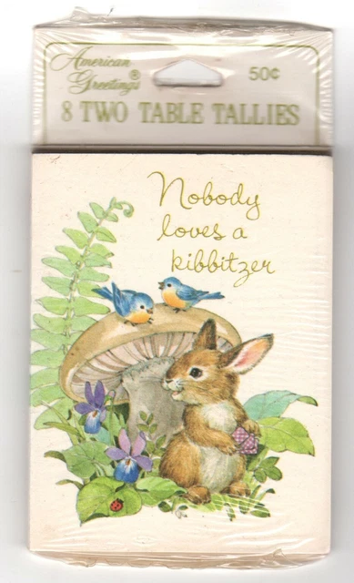 8 Two Table Tallies Vintage Bunny Rabbit 1977 Kibbitzer Birds Mushroom 814F AGC