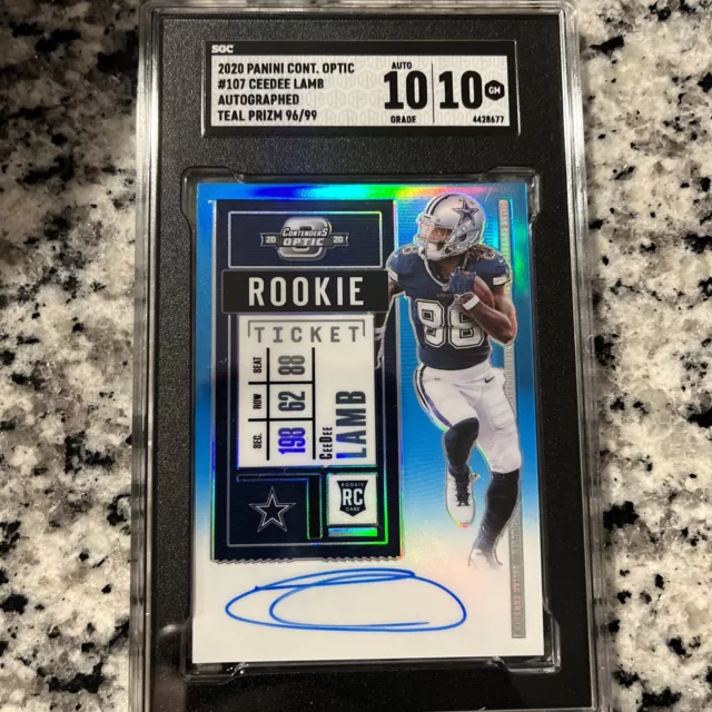 2020 panini Contenders Optic Cee Dee Lamb RC Auto 10 SgC 10
