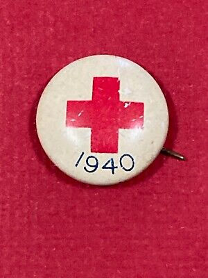 Vintage 1940  Red Cross Button / Pin