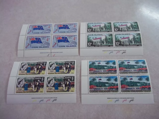 COOK ISLANDS STAMPS SG 175-8 PLATE BLOCKS OG Hinged