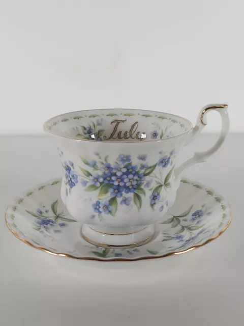 Royal Albert Porcelain "July Forget - Me - Not" Tea Cup And Saucer, Dated 1970