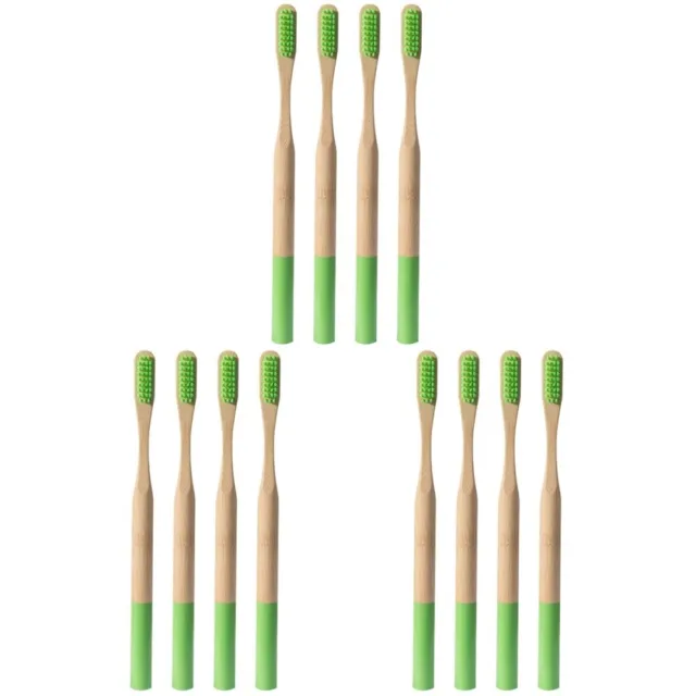 12 pz spazzolino da denti bambù manico in legno naturale carbone viaggio bambino
